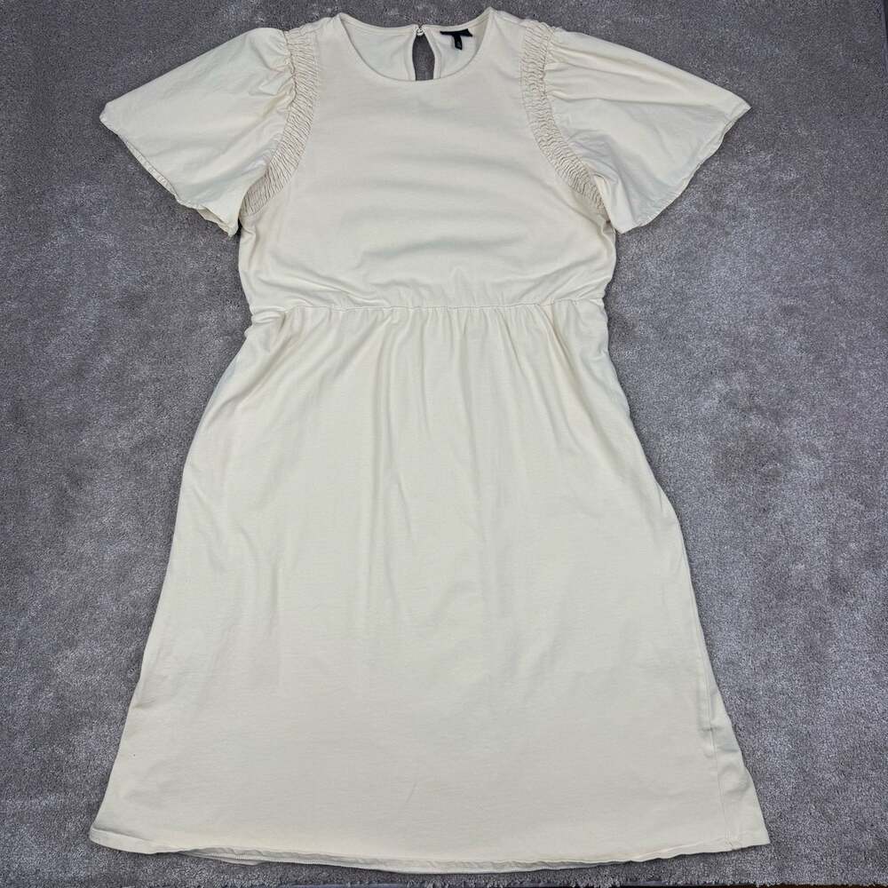 Who What Wear Size XL Cream Midi Dress Keyhole Back Cotton Cottage Minimalist
